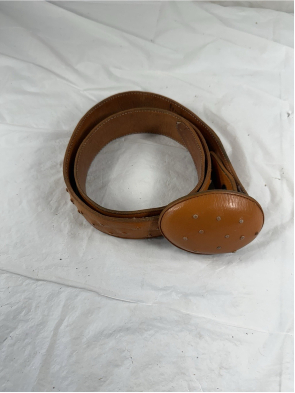 El General Leather Cowboy Western Belt Imitation Ostrich Cognac 703 Size 36